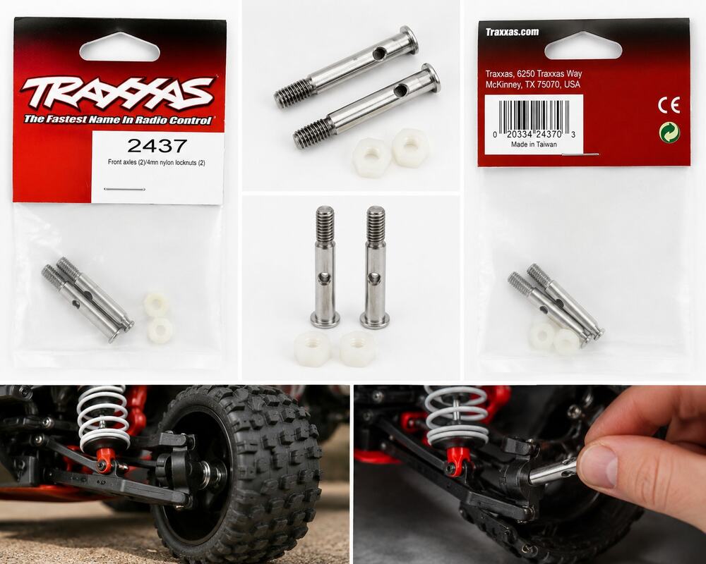 Traxxas 2437 Front Axles with 4mm Nylon Locknuts – 2 Pack